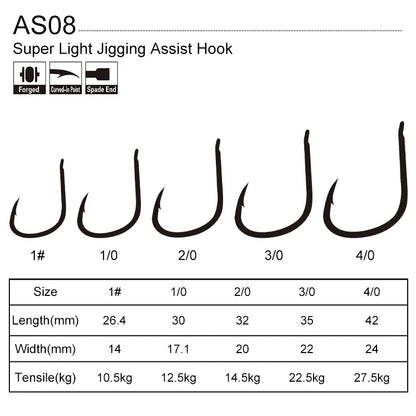 Obsession AS08 Saltwater Light Jigging Assist Hooks (10-Pack)