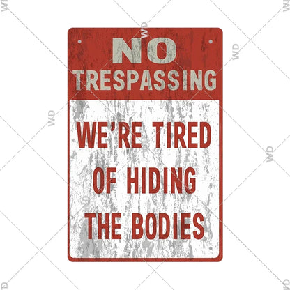 Warning Tin Sign - Vintage Private Property & Security Wall Plaque