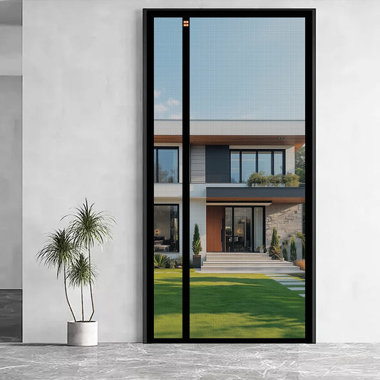 Long Magnetic Stripe No-punch Screen Door Curtain