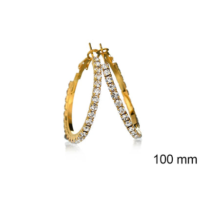Large Crystal Rhinestone Hoop Earrings – Sparkling Statement Circle Jewelry