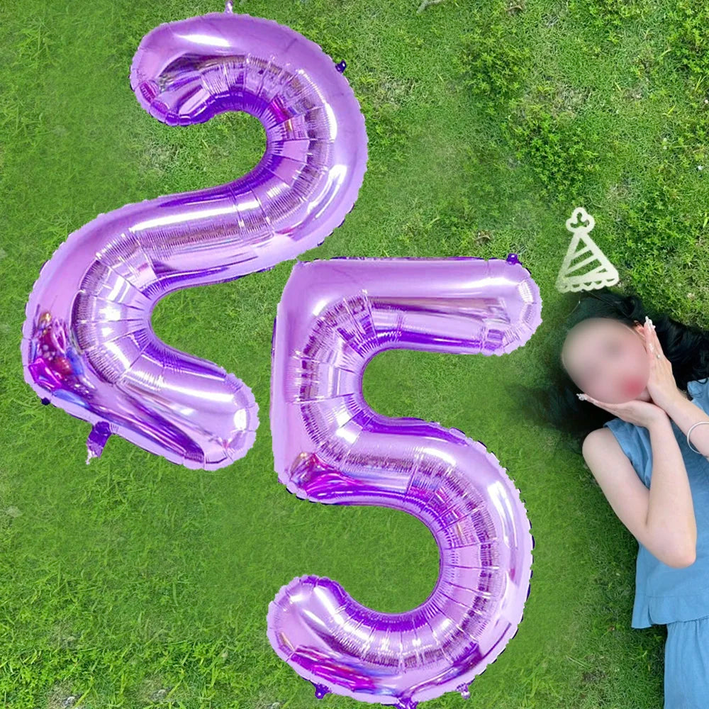 40-Inch Purple Number Foil Balloons