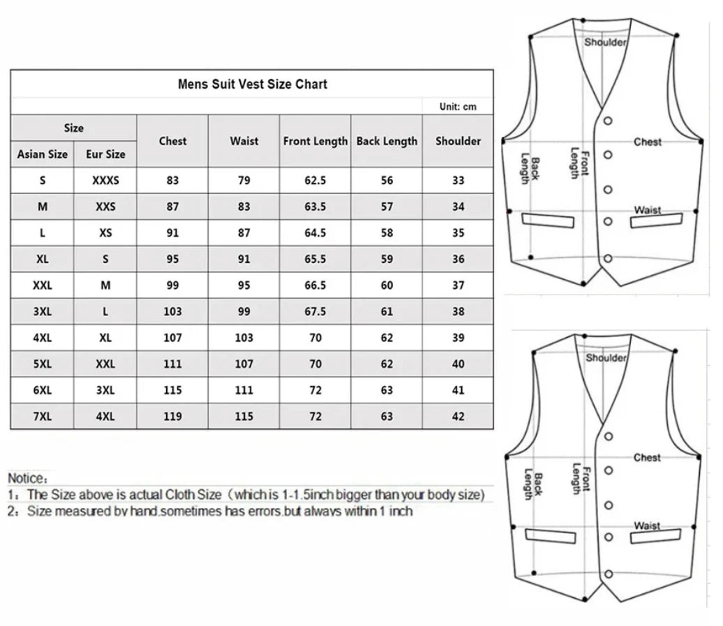 Men's Single-Breasted Slim Fit Formal Business Suit Vest