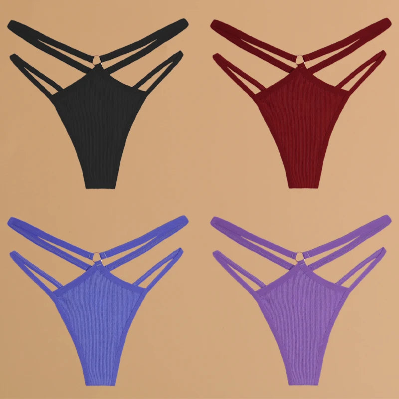 FINETOO 4Pcs Cotton Double Thin Thongs