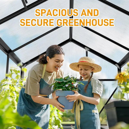 6x8 Twin-Wall Polycarbonate Greenhouse Kit with 5 Roof Vents