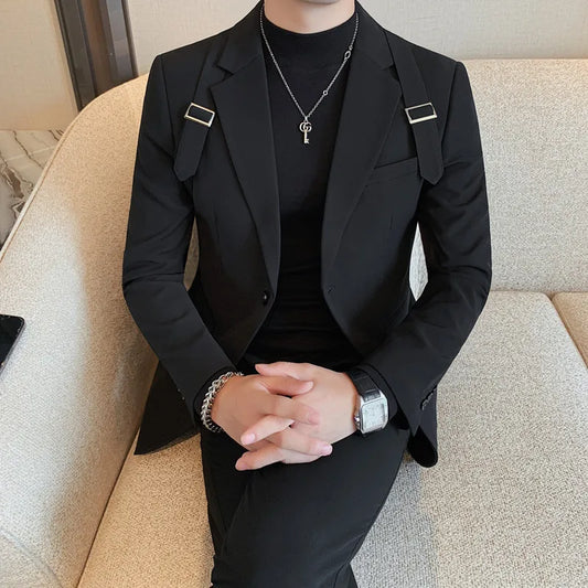 Men's Slim Fit Double-Vent Business Suit Jacket & Blazer