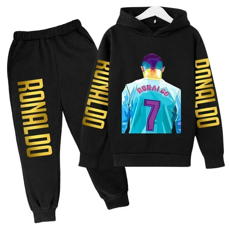 Ronaldo Print Hoodie + Pants Suit Set