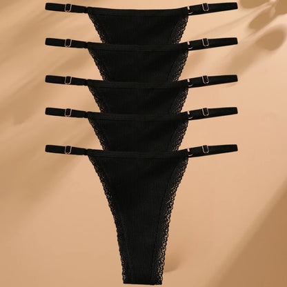 FINETOO 5-Pack Women's Cotton G-String Thongs - Low-Rise Breathable Panties