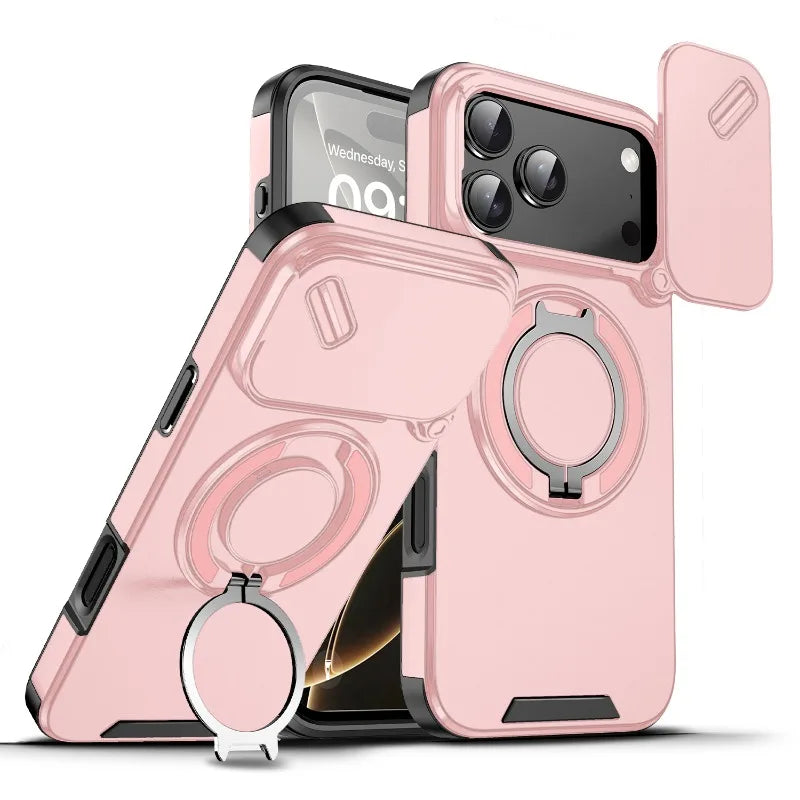 Heavy Duty Rugged Armor Magnetic Bracket Case For iPhone