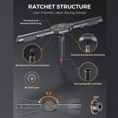 Ratchet Screwdriver Set Detachable Ratchet T Handle