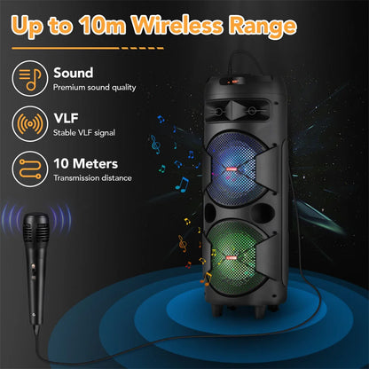 Portable Party Bluetooth Speaker with Dual 6.5" Woofers & Mic