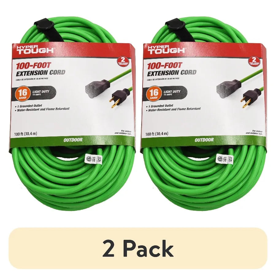 2-Pack 16AWG 100ft Outdoor Extension Cord