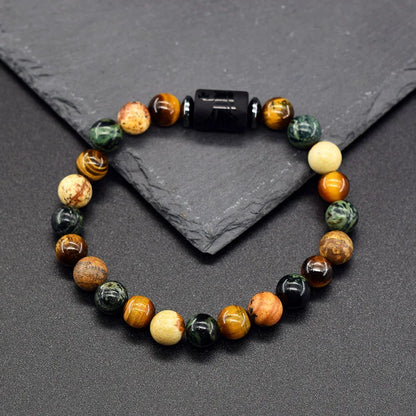 Natural Tiger Eye Stone 12 Zodiac Constellation Bead Bracelet