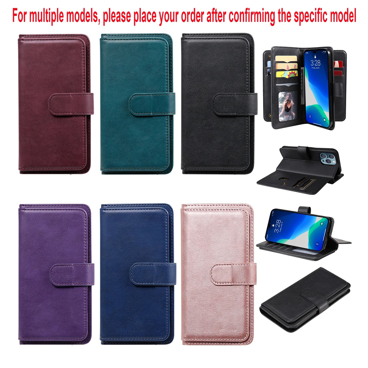 Samsung Leather Storage Compartment Flip Card Slot Wallet Case