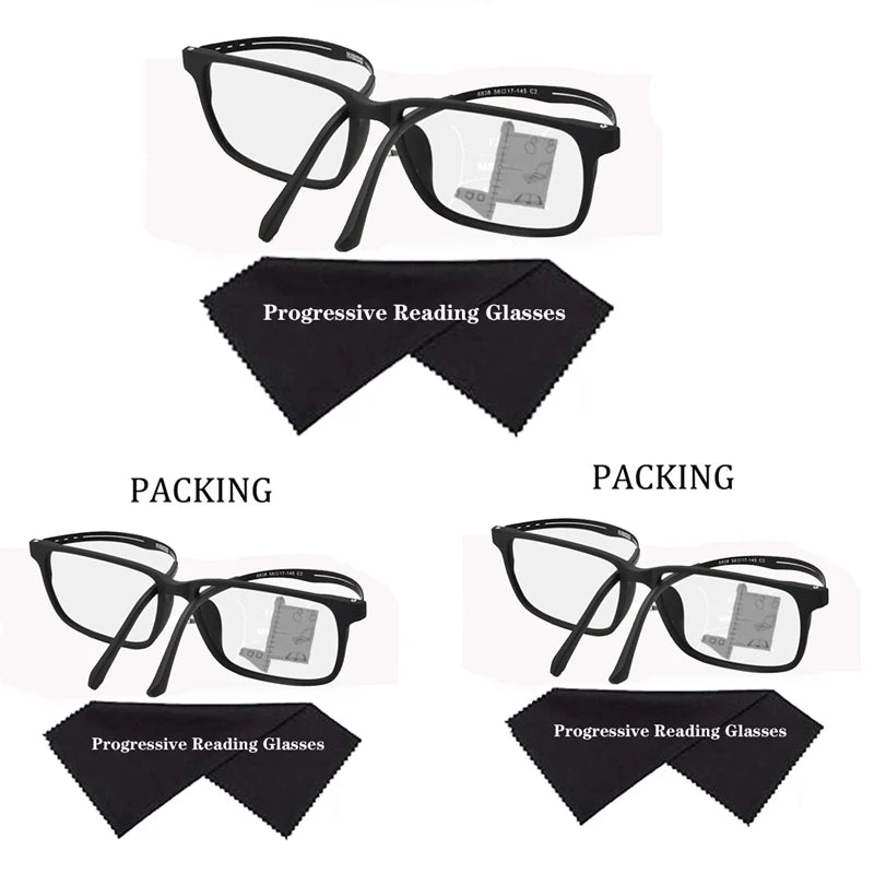 Unisex Progressive Reading Glasses - Anti-Blue Light Titanium Frame Eyewear