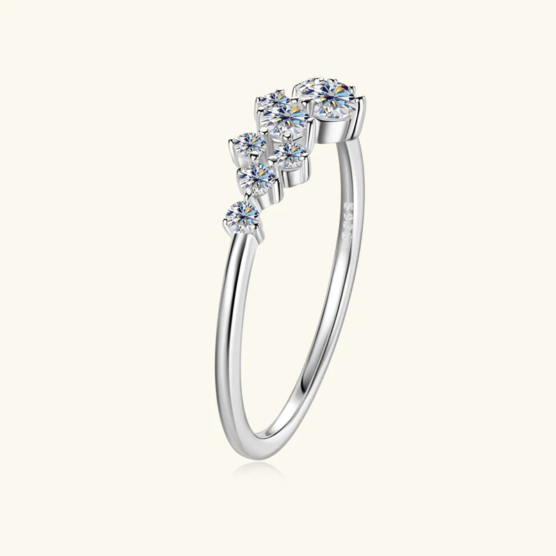 Anziw Real S925 Ring Cluster Moissanite Sterling Silver Ring