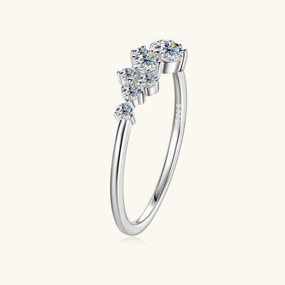 Anziw Real S925 Ring Cluster Moissanite Sterling Silver Ring