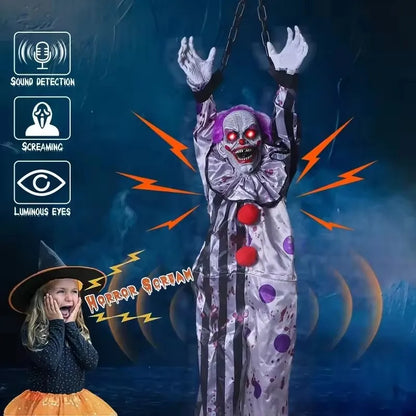 Animated Hanging Electric Clown Halloween Animatronic