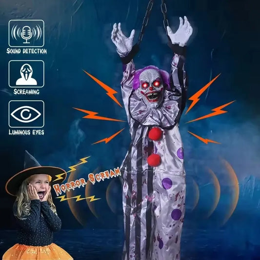 Animated Hanging Electric Clown Halloween Animatronic