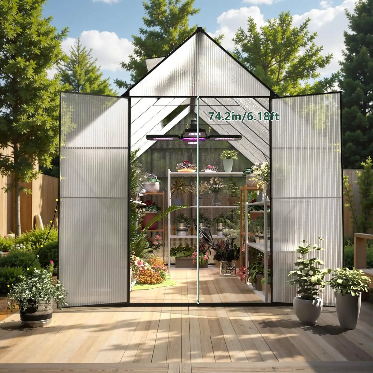 Heavy-Duty Walk-In Polycarbonate Outdoor Greenhouse
