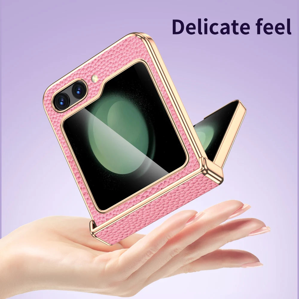 Luxury Genuine Cowhide Leather Case for Samsung Galaxy Z Flip Series