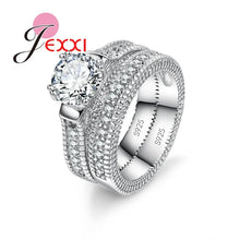 Elegance 925 Sterling Silver 2 PCS Paved Ring Set