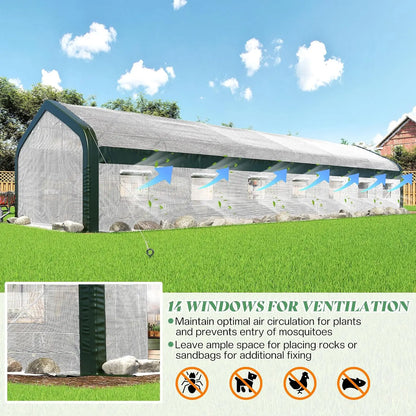 34x10x7 FT Walk-in Tunnel Greenhouse with Watering System