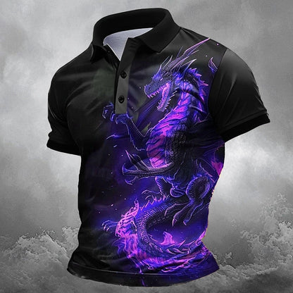 Men's Green Dragon Graphic Golf Polo Shirt