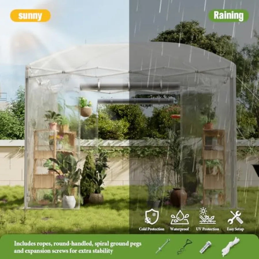 10x10x8.5 FT Heavy-Duty Walk-In Polycarbonate Outdoor Greenhouse