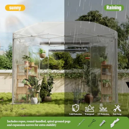 10x10x8.5 FT Heavy-Duty Walk-In Polycarbonate Outdoor Greenhouse
