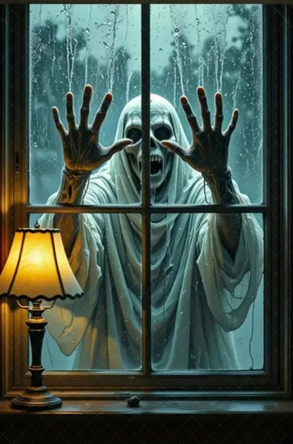 Scary Halloween Window Curtain & Backdrop