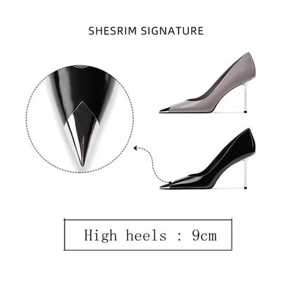 Women's Elegant Patent Leather Pointed-Toe High Heel Pumps