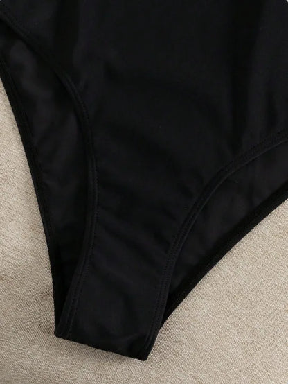 Women's Color-Block One-Piece Cutout Swimsuit