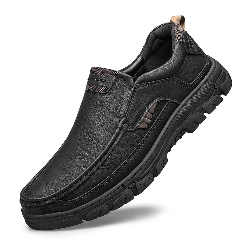 Men’s Classic Leather Slip-On Loafers – Lightweight Casual Driving & Dress Shoes
