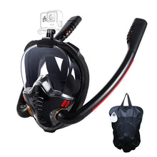 Full Face  Double Tube Black Snorkel Mask