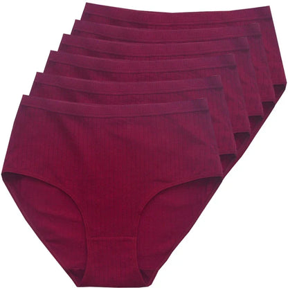 Chen Asta Women's Cotton High-Waist Briefs (6-Pack) - Breathable Plus Size Panties