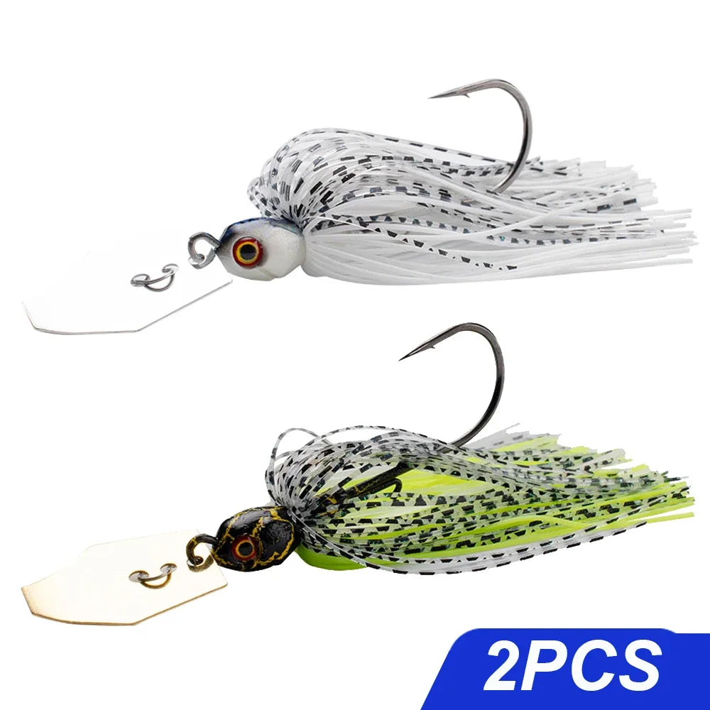 Chatter Weedless Metal Blade Rubber Jig Head Spinner Bait Lures Kit