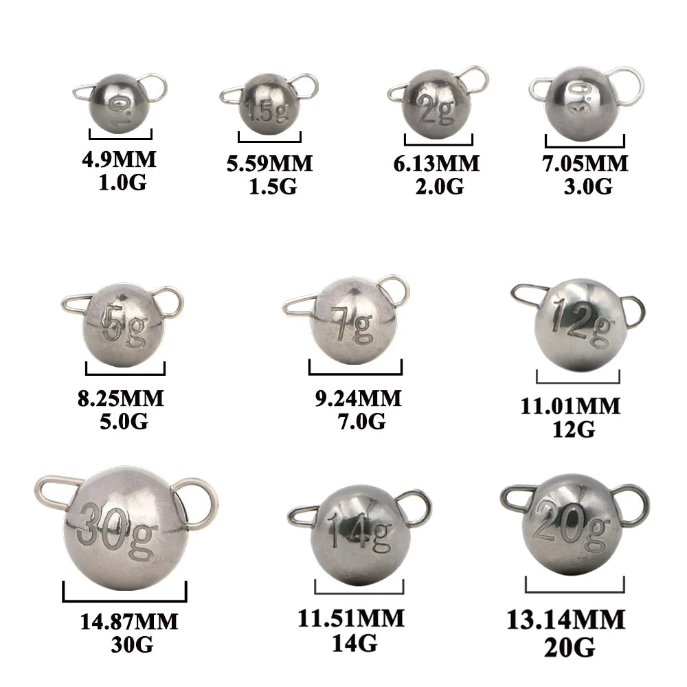 25-Piece Tungsten Cheburashka Jig Head Sinker Set with Storage Box (1g, 2g, 3g)