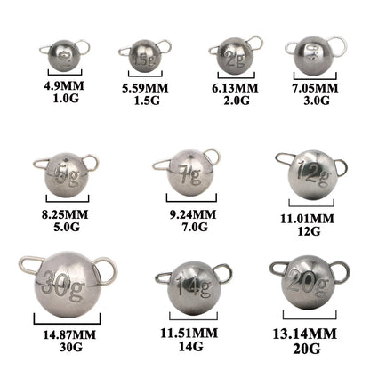 25-Piece Tungsten Cheburashka Jig Head Sinker Set with Storage Box (1g, 2g, 3g)
