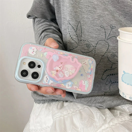 Cute Dolphin Magnetic Phone Case with Stand