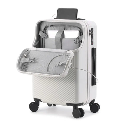 Front-Opening Multifunctional Zippered Case With Cup Holder & USB Port