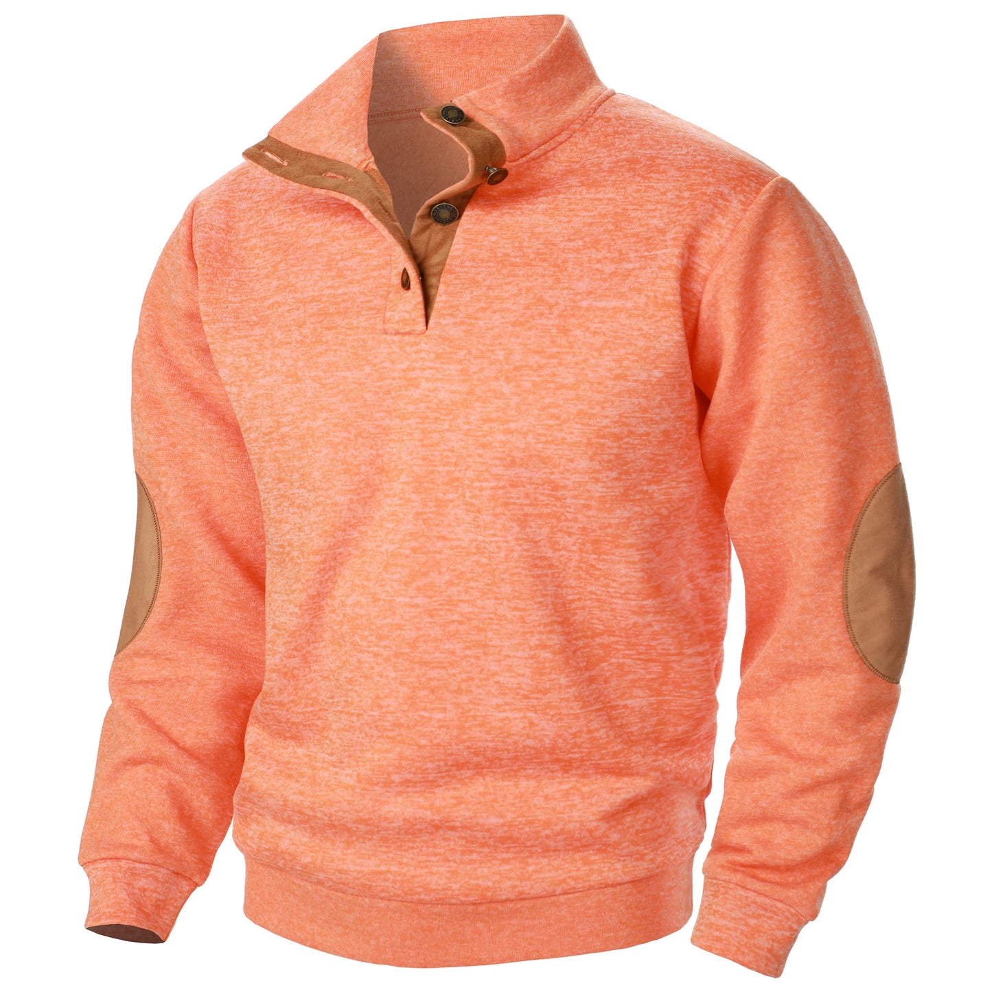 Stand Collar Padded Elbow Sweater
