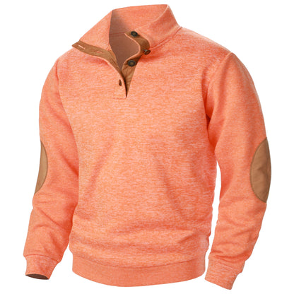Stand Collar Padded Elbow Sweater