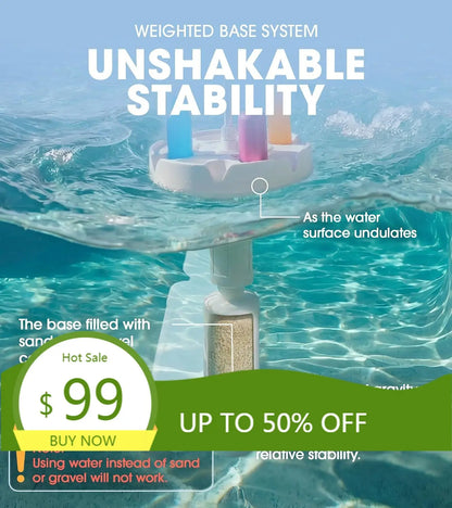Floating Pool Umbrella & Table Base with Integrated Cup Holders