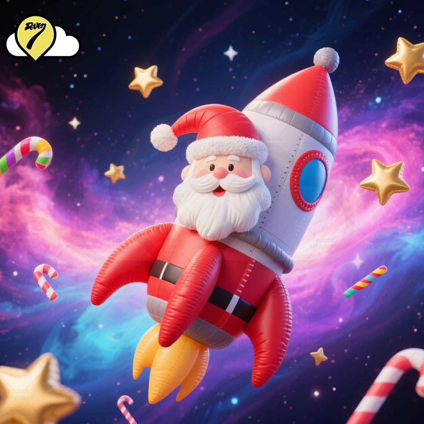 10FT Giant Christmas inflatable Santa Claus with Rocket