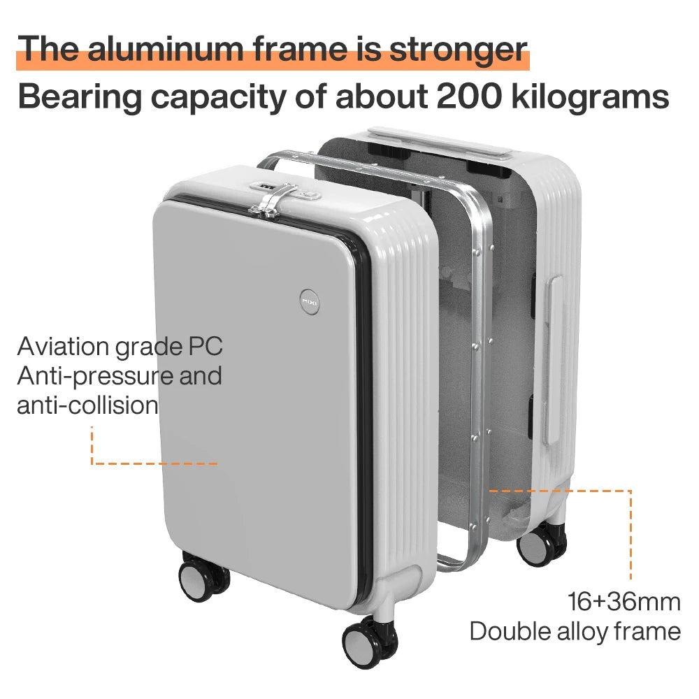 Aluminum Frame Rolling Luggage with USB Portand Phone Holder