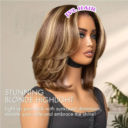 Blonde Highlight Straight Short Bob Wig