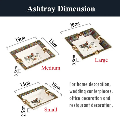 Luxury Horse Pattern Ceramic Cigar Ashtray