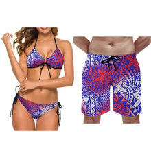 Printed Tie Color Couple Swimsuit