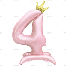 42" Colored Number Stand Foil Balloons with Crown Figures