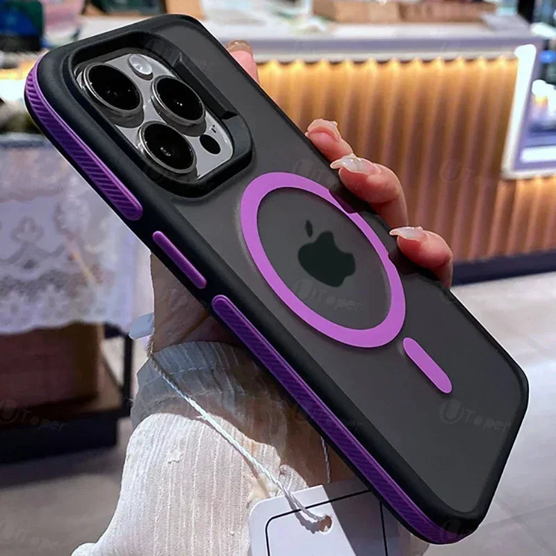 Bicolor Matte Frosted Magnetic Phone Case For iPhone